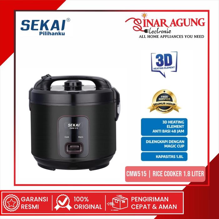 Gambar SEKAI CMW515 / CMW-515 RICE COOKER PENANAK NASI 1.8 L 3IN1 - HITAM dari SINAR AGUNG ELEKTRONIK_NEW undefined Tokopedia