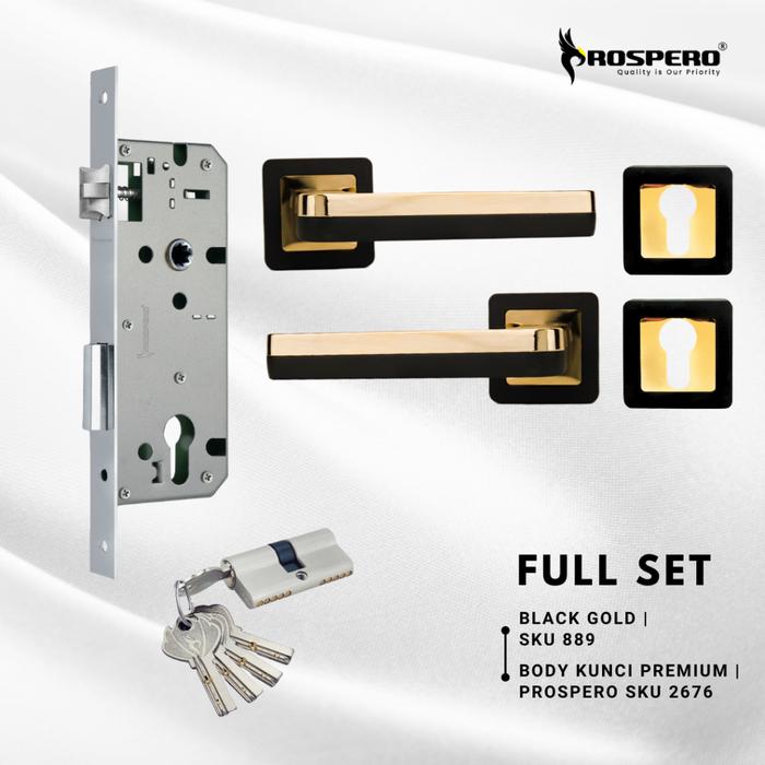 Gambar KUNCI PINTU Rumah Hitam Full Set Ergonomic Handle Pisah Aluminium Black Gold PROSPERO FT001 889 - Handle+Body2676 dari BUMI PUTERA PERKASA undefined Tokopedia
