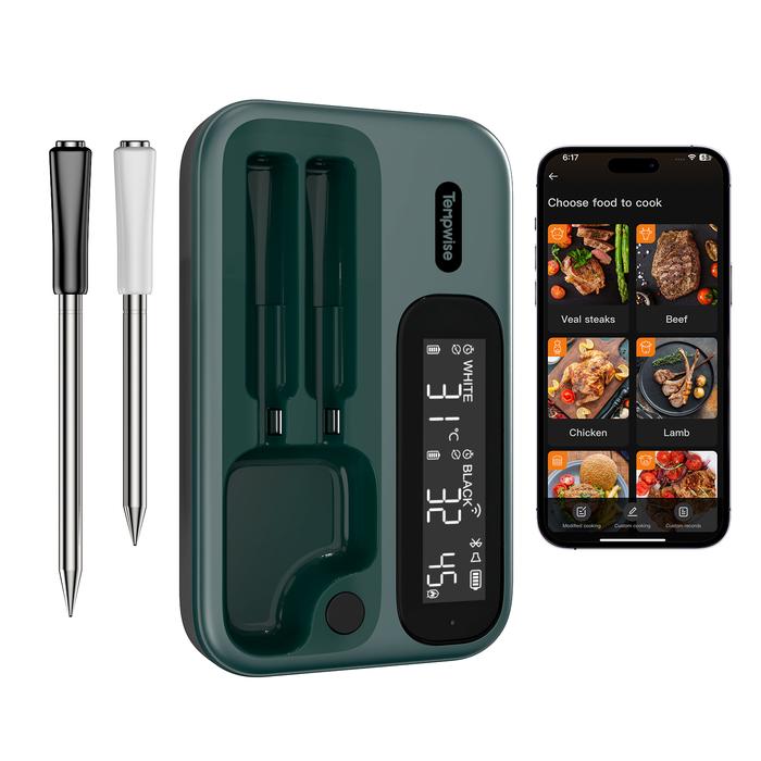 Wireless Meat Thermometer 24g Wifi And Bluetooth 54 Household Bbq  Thermometer With Long And Short Probes For Cookinggrilling