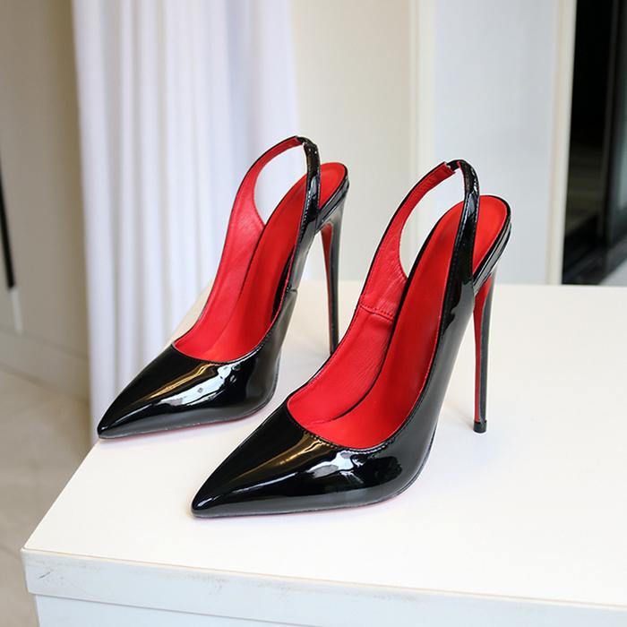 Jual Terlaris! New! Customize Women Sexy Black Patent Slingback