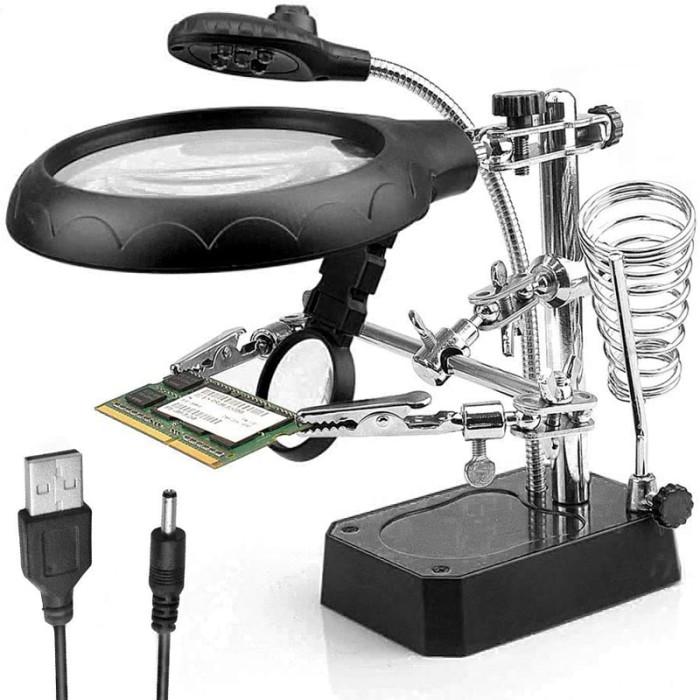 Gambar DEAL 3 Hand Soldering Iron Stand Welding Tool With Magnifying Glass Il dari Dreamy Dune undefined Tokopedia
