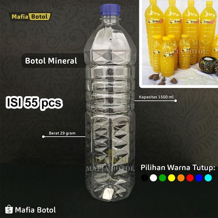 Gambar Botol Plastik Mineral Minuman Minum Aqua Kosong baru besar polos 1,5 / 1.5 liter lt / 1 ml 55 pcs dari kuramania store undefined Tokopedia