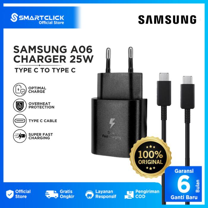 Gambar Charger Samsung A06 25W Super Fast Charging Type C to C Original 100% - 25 Watt, Adaptor Only dari SmartClick.id undefined Tokopedia