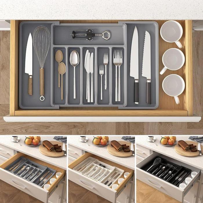 Gambar 1pc Lifewit Silverware Drawer Organizer Adjustable Flatware And Cutlery Holder Black Expandable Utensil Tray Storage Box Kitchen dari GROSIR SEULANG LUSINANNN undefined Tokopedia
