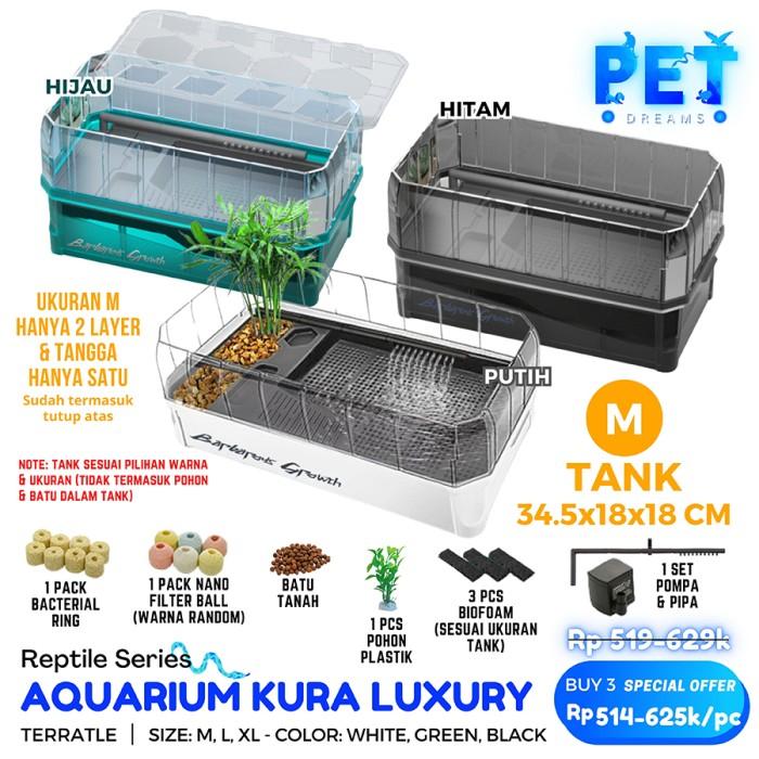 Gambar AQUARIUM KURA KURA / LUXURY TURTLE TANK / LUXURY TURTLE TANK COMPLETE - A - Size M, Putih dari Pet Dreams undefined Tokopedia