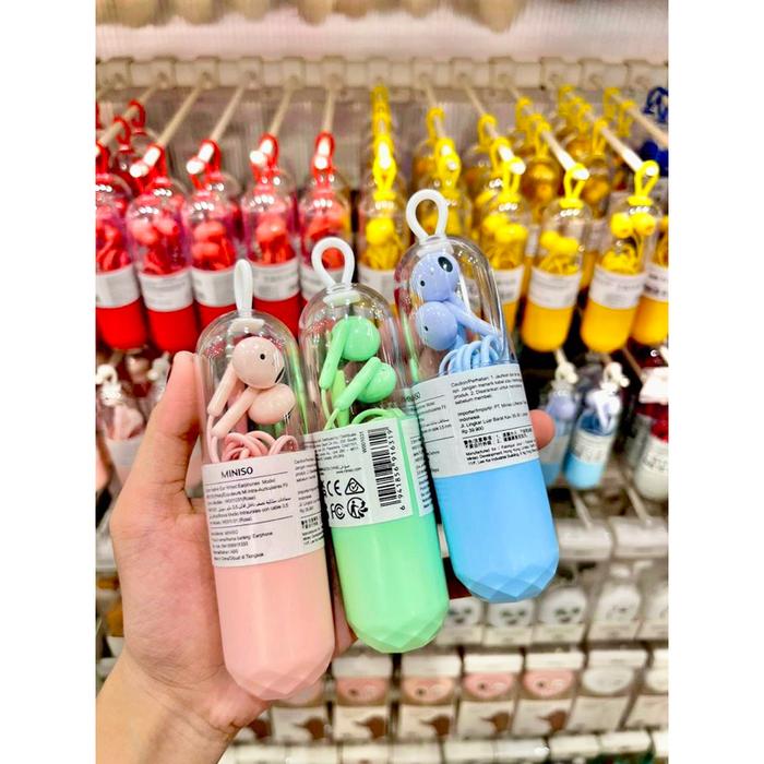 Jual MINISO EARPHONES CAPSULE HEADSET 3,5mm HALF IN EAR WIRED NEW