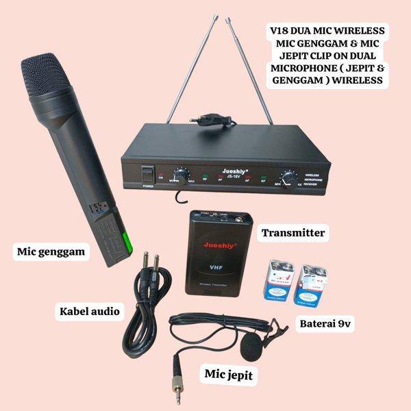 Jual NEW!!! V18 ORI JUESIY JUESHIY MIC WIRELESS DUA MICROPHONE