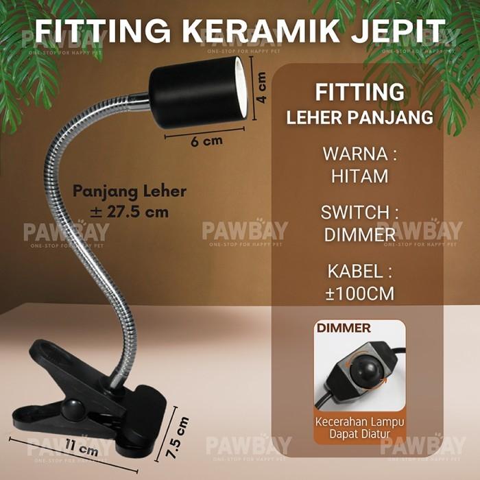 Gambar Fitting Lampu Keramik Jepit Reptile E27 Dimmer On Off Leher Panjang Kura Sulcata Reptil - Dimmer Long HTM dari PawBay undefined Tokopedia