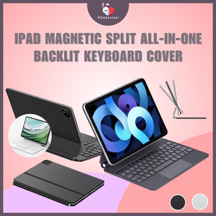 Gambar NEW - Keyboard Magnetic (BACKLIT) Split All-in-One Backlit Keyboard Cover iPad Air 4 / 5 / Pro 11 M2 / iPad 10 2022 / Pro 11 2024 M4 / Air 11 2024 M2 / Pro 12.9 / Air 13 2024 / Pro 13 2024 Rebound Suspended Cantilever Keyboard Case Wireless Bluetooth - Black, iP Air 4/5 dari Momoshiroi undefined Tokopedia