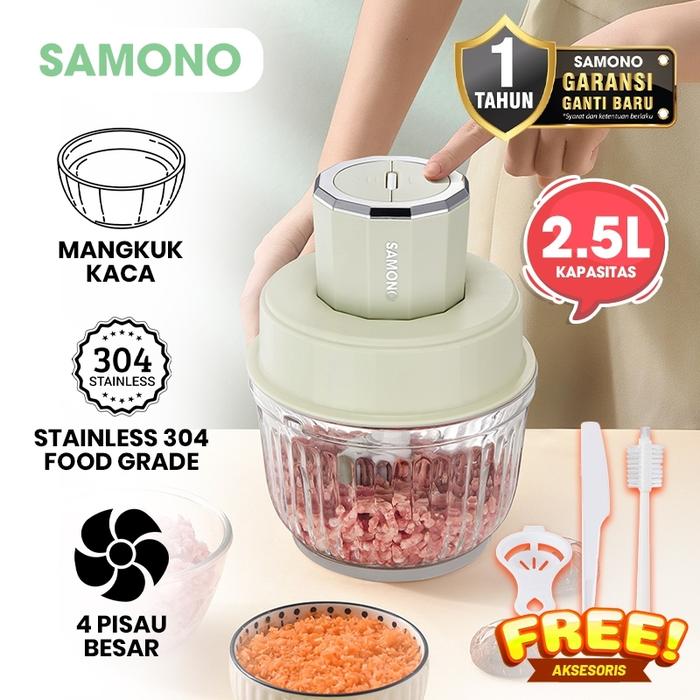 Gambar SAMONO Food Chopper 2.5L Multifungsi Penggiling Daging Penghalus Makanan Daya Kuat Cepat & Praktis Garansi 1 Tahun! - 2.5 Liter Green dari SAMONO Official Store undefined Tokopedia