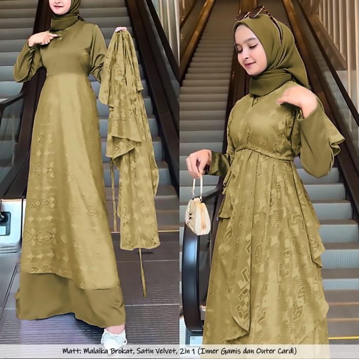 Gambar Gamis rinaya Lilac XL maxy cardi dress pesta baju lebaran murah bal at - olive dari adrianstore007 undefined Tokopedia