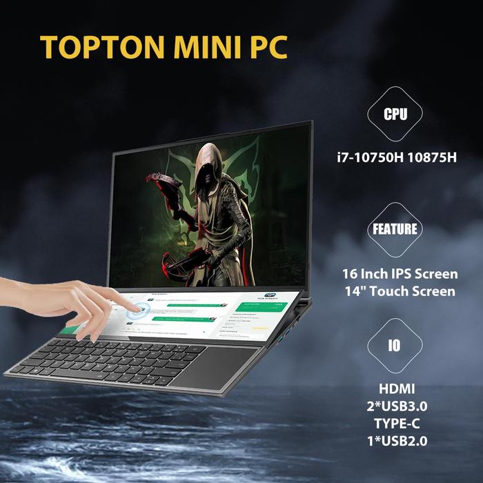 Jual TOPTON Dual Screen Gaming Laptop 16 Inch IPS 14'' Touch