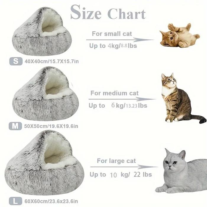Gambar Must-See Items Today Plush Pet Bedautumn And Winter Soft Plush Round Cushion House 2 In 1  Semi-enclosed Shell Shape Cat Nest Kennel Small Dog Bed Unique Value dari New valley undefined Tokopedia