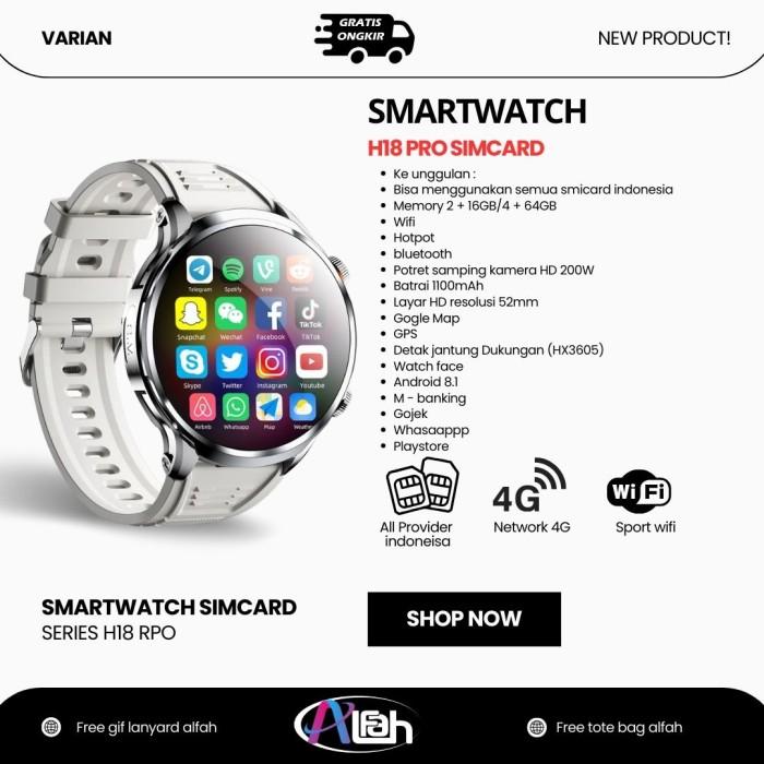 Gambar Alfah - H18 Pro 4G/5G Smartwatch Sim Card Wifi Gps Amoled Screen App Download Wa Reply Smart Watch Camera - GREY dari tividistore undefined Tokopedia