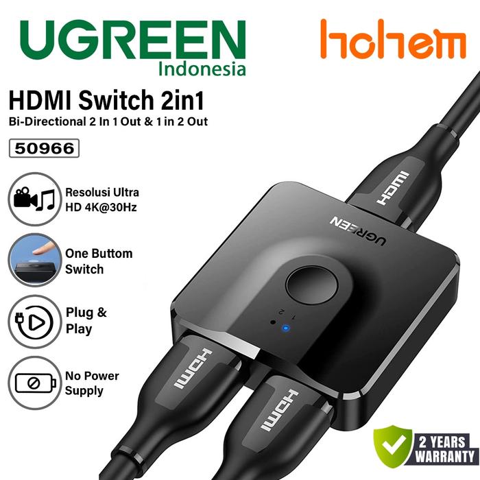 Ugreen 50966 Hdmi Switcher To Dual Hdmi Splitter Hdmi In Out Bi  Directional Port 4k 60hz Spliter Adaptor Audio Ps Smart Tv Nitendo  Switch