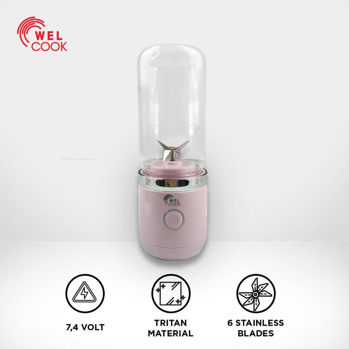 Gambar WELCOOK GN-A04 PREMIUM PORTABLE BLENDER ELECTRONIC - 380 ML - Pink dari CUFA006 undefined Tokopedia