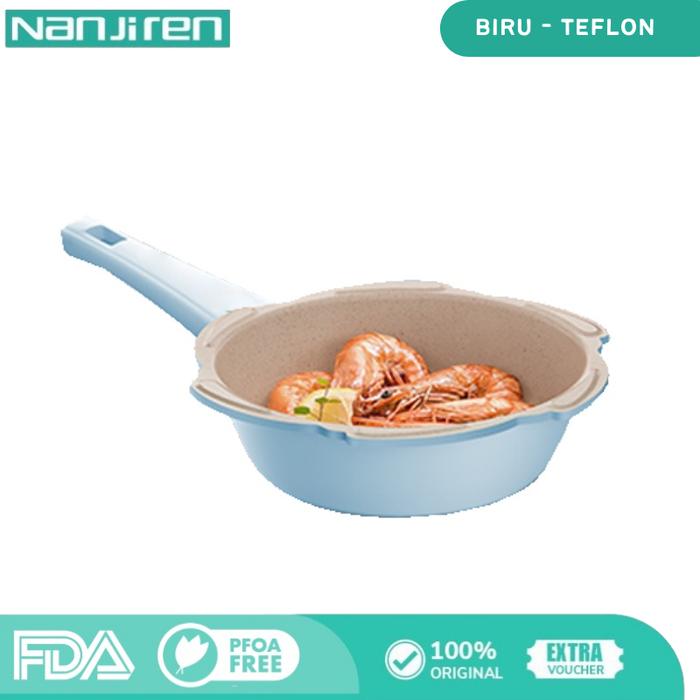 Gambar Nanjiren Panci Mpasi Baby Cook wara Full Set 16Cm - Peralatan Panci Bayi Granite Die Cast (Kuat) Tahan Lengket - Biru - Teflon dari Bioshell undefined Tokopedia