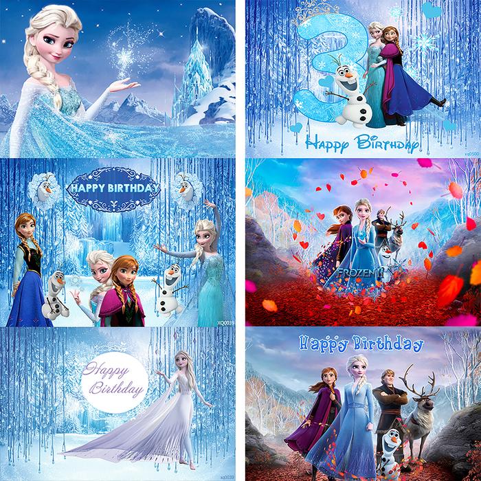 Jual Happy Birthday Backdrop for Girls Winter Frozen Elsa Princess