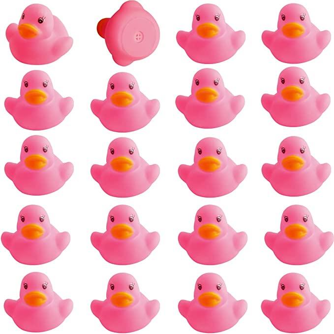 20pcs Rubber Duck Baby Bath Toys Pink Rubber Ducks Float Squeak Duckies  Gift For Baby Toddler Infant Shower Swimming Pool Party