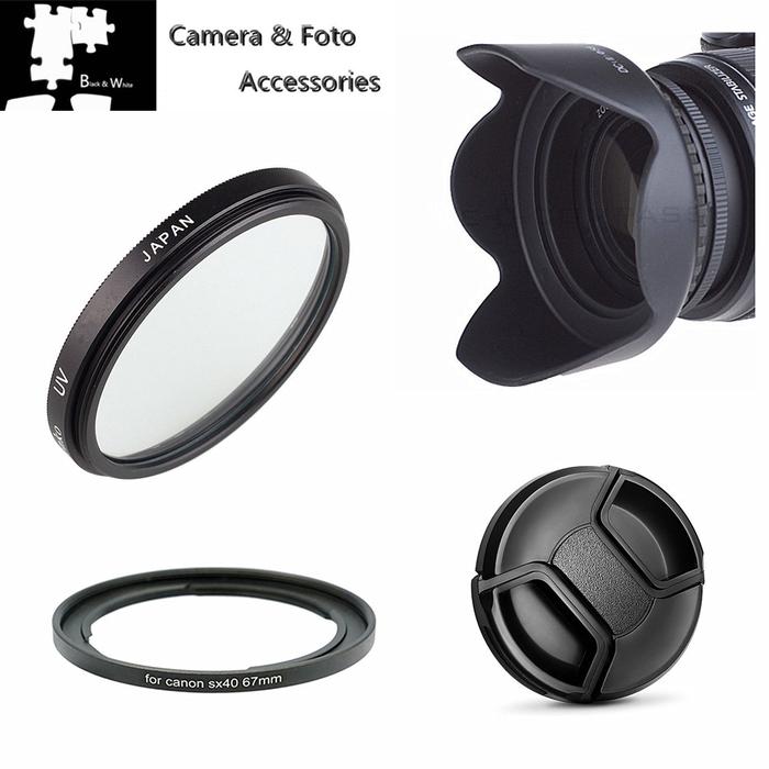 Jual 67mm UV Filter Lens hood Cap Adapter ring for Canon