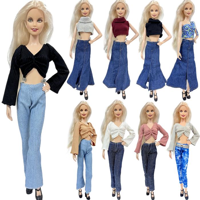 Jual NK Set Fashion Clothes For Barbie Doll Set Knitted Crop Top