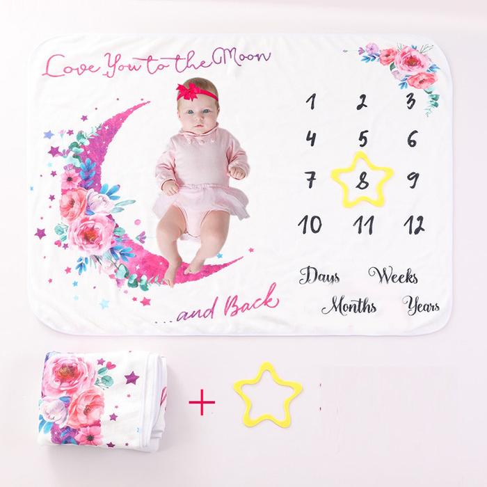 Jual Newborn 12 Monthly Growth Baby Milestone Blanket 100 Days