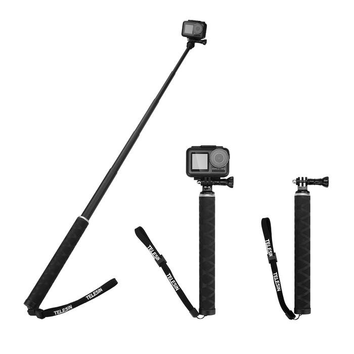 Telesin 09m Carbon Fiber Selfie Stick Extendable Aluminium Alloy Tripod For  Gopro Hero 12 11 10 Dji Osmo Action Camera