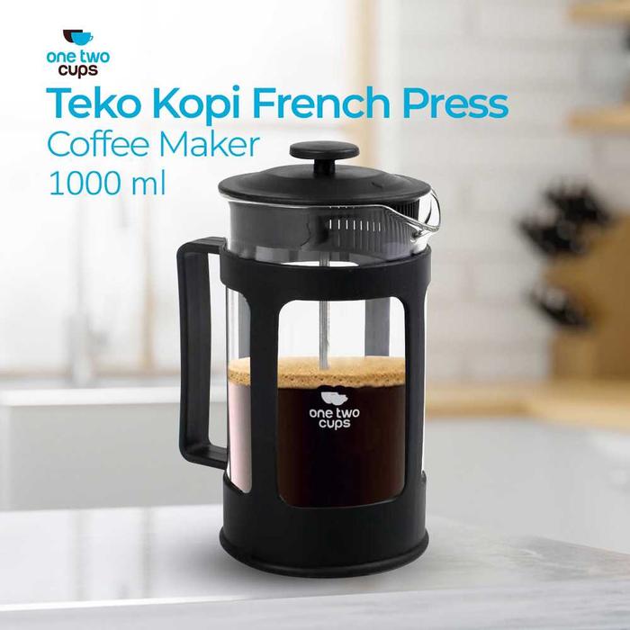Gambar One Two Cups French Press Plunger Coffee Maker Pot Kopi Stainless Steel Kaca 350 ml 600 ml 1000 ml Filter Anti Ampas Multifungsi - Hitam, 350ml dari Raesha Rania undefined Tokopedia
