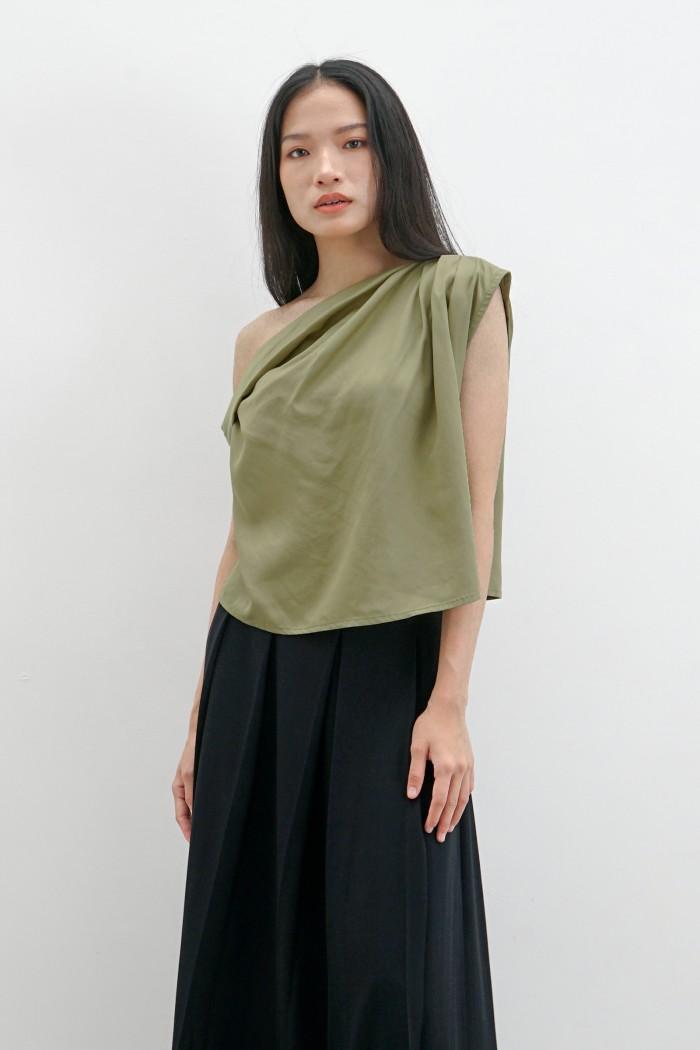 Gambar KIVEE - PICOLLO TOP / TOP ONE SHOULDER WANITA / TOP TENCEL - Pistachio dari Muhamad Hafizh shop undefined Tokopedia