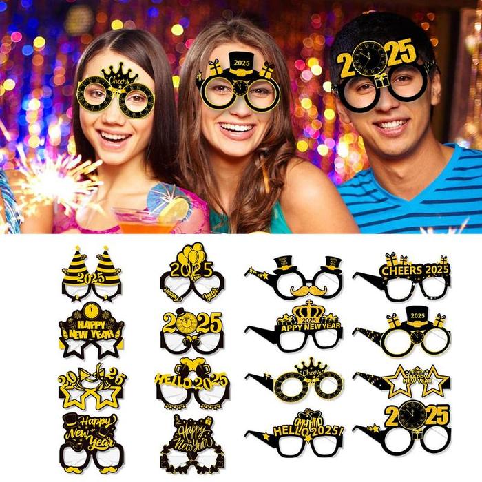 Jual 8pcs Happy New Year Paper Glasses 2025 Eyeglasses Frame Photo