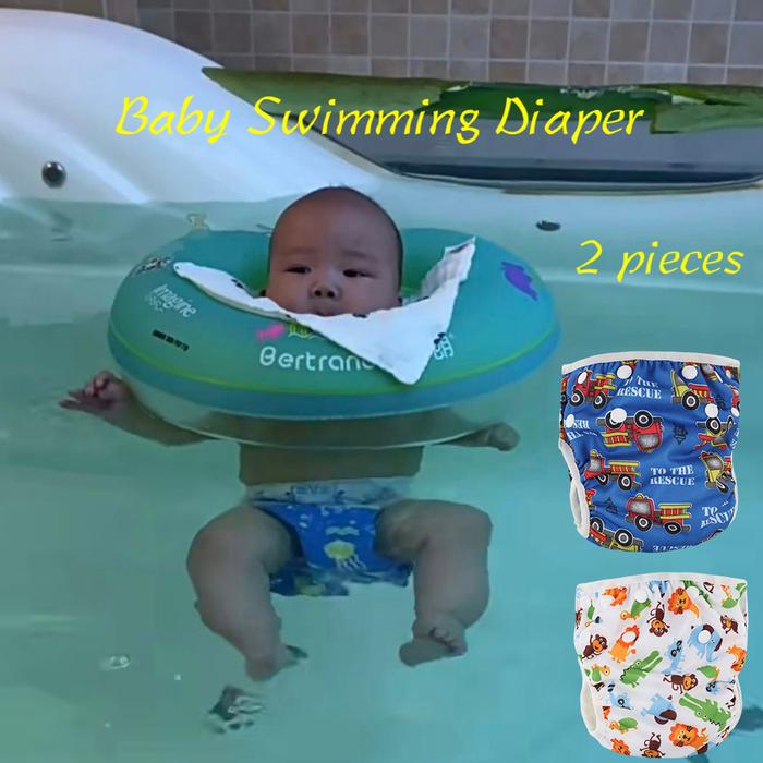 Baby To12m Swim Diapers 2pcs Baby Toddler Snap One Size Reusable  Adjustable Baby Boys Girls Swimming Diaper Infant Swimsuit