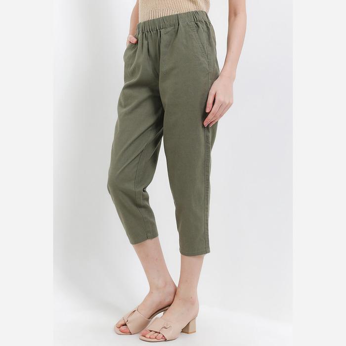 Promo Giordano Linen Audrey Pants Wanita Clover Green S Kota