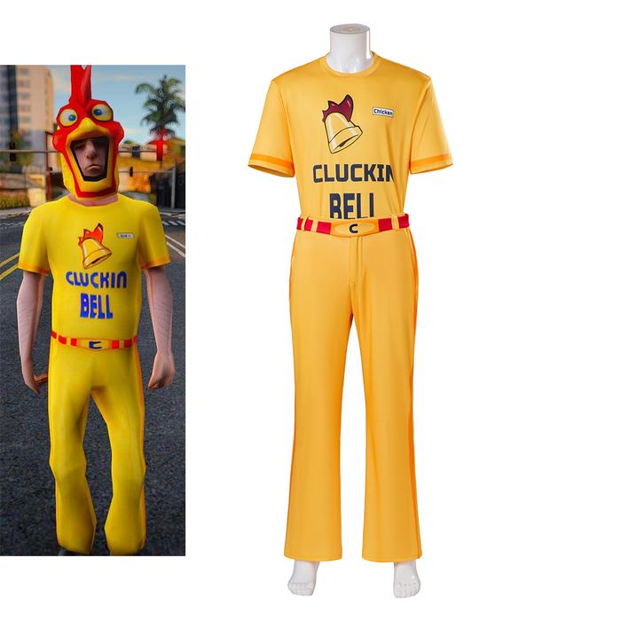 Jual Cluckin Bell Cosplay Game GTA Costume Men's Fancy Yellow T-shirt ...
