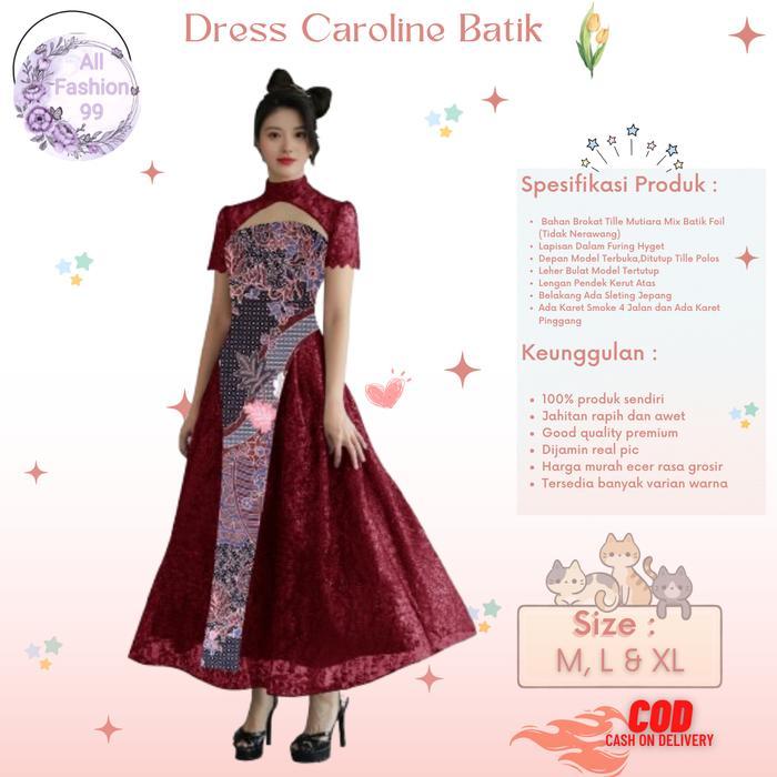 Jual Alf-Dress Gaun Batik Modern Elegant Premium Cocok Untuk Pesta