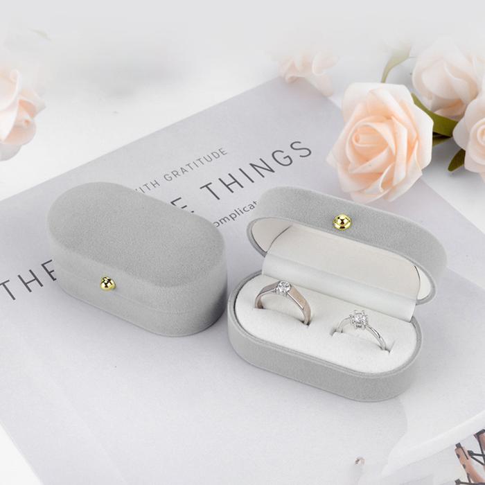 Jual Wedding Ring Packaging Box Ear Studs Holder Velvet Engagement