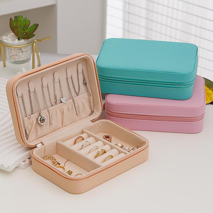 Jual Fashion Women Portable Travel Jewelry Box PU Leather Necklace
