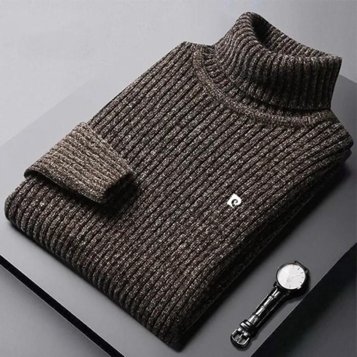 Jual Winter Sweater Men Turtleneck Black Vintage Korean Fashion