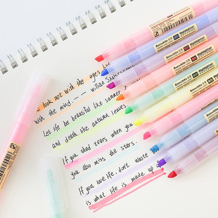 Jual 10pcs Mild Color Highlighter Pen Transparent Fluorescent