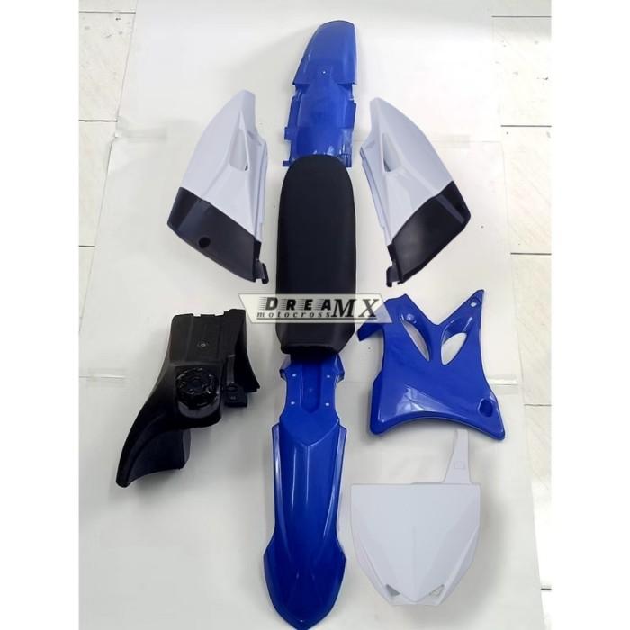 Gambar Body fullset yz 85 new body set trail bebek modifikasi yz85 new - biru putih, tangki hitam dari bengkel hartono racing undefined Tokopedia