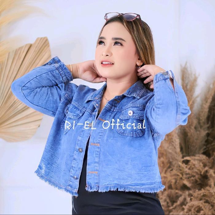 Jual VIRAALLLAARRIZZSS!! Jaket Crop Jeans Rawis Wanita Premium LD
