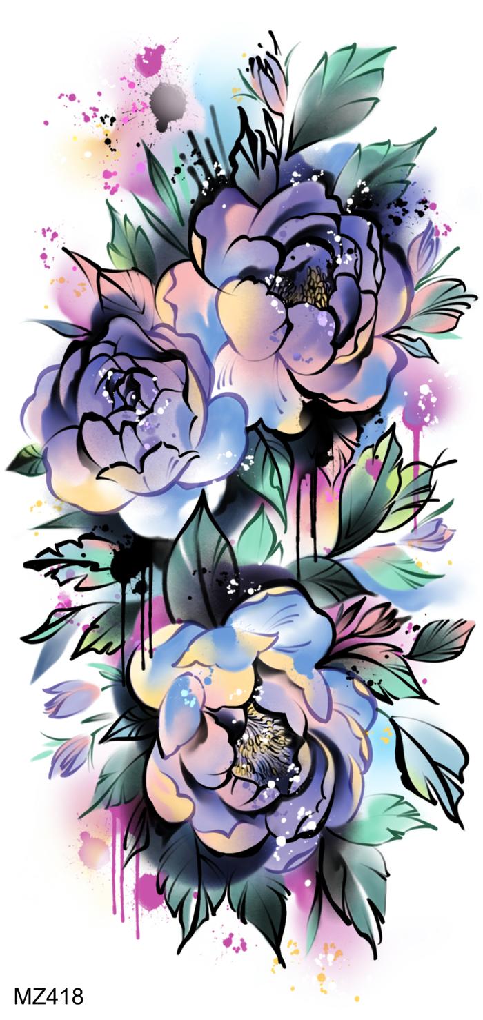 Gambar 3D Lily Flower Temporary Tattoos For Women Adults Rose Lotus Anemone Tattoo Sticker Fake Half Sleeve Watercolor Arm Tatoos - GMZ418 dari iibbuussaaiimmaahhhh undefined Tokopedia