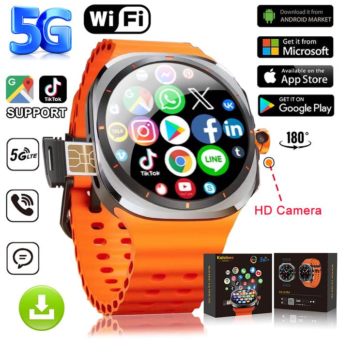 New Watch Ultra Smart Watch Video Call Smartwatch 4g5g Sim Card Gps Wifi  Rotary Camera Global Calling Google Map For Samsung