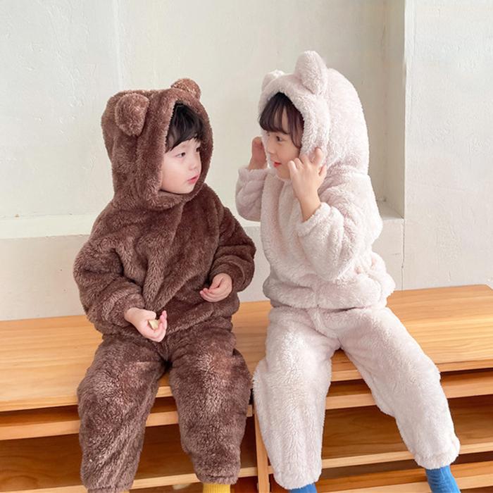 Jual Autumn Winter Baby Clothes Set Warm Fleece Hoodies Pants Kids
