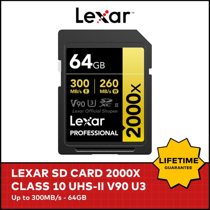 Jual LEXAR PROFESSIONAL SDXC 64GB V90 UHS-II 2000X UP TO 300MB/S
