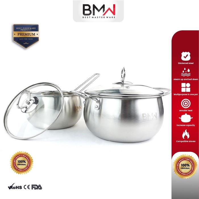 Gambar VM  - Panci Set Santaria Rebus Sup Isi 2 Stainless Sauce Pan Milk Pot Premium - Panci Santaria  dari victoria_mart undefined Tokopedia