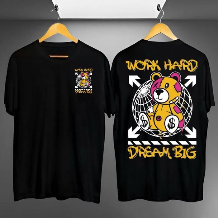 Gambar Kaos Tshirt Motif Beruang Keren / Atasan Lengan Pendek Pria Terlaris / Pakaian Pria Terbaru - Bear Work hard, L dari O4B store undefined Tokopedia