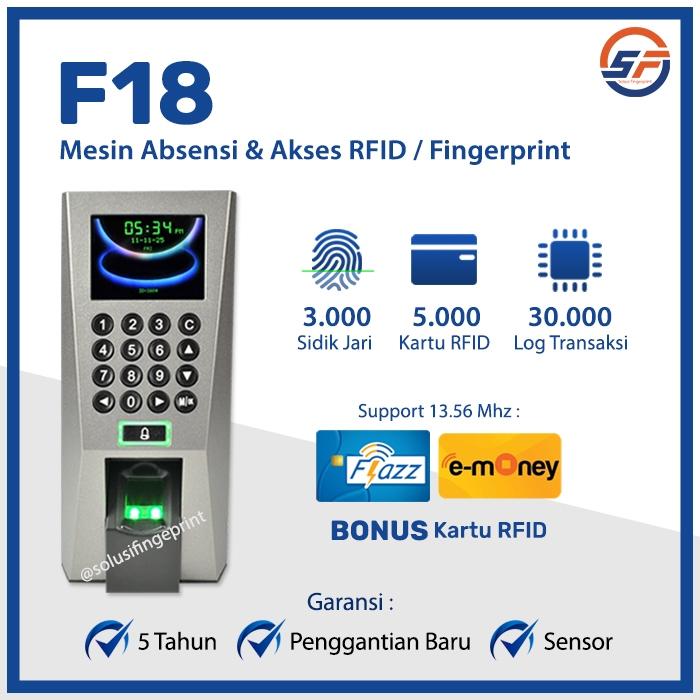 Gambar (Langsung Diproses) Fingerprint ZKTECO F18 Mesin Absensi Support ADMS - Access Door Kartu RFID Mifare 13.56 Mhz atau Proxy 125 Khz dari nakira shop08 undefined Tokopedia