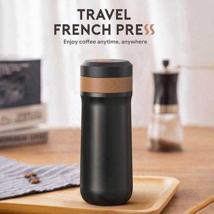 Gambar Travel Mug Portable French Press Coffee Maker 320ml Travel Mug Portable - Black dari sberkahh undefined 2 Tokopedia