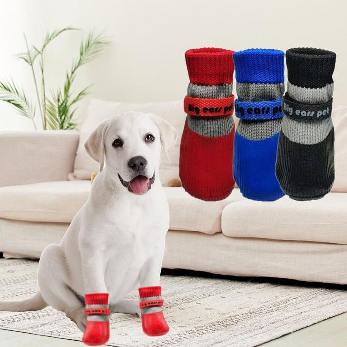 Jual 4PCS Cute Waterproof Winter Dog Shoes Warm Soft Sole Puppy