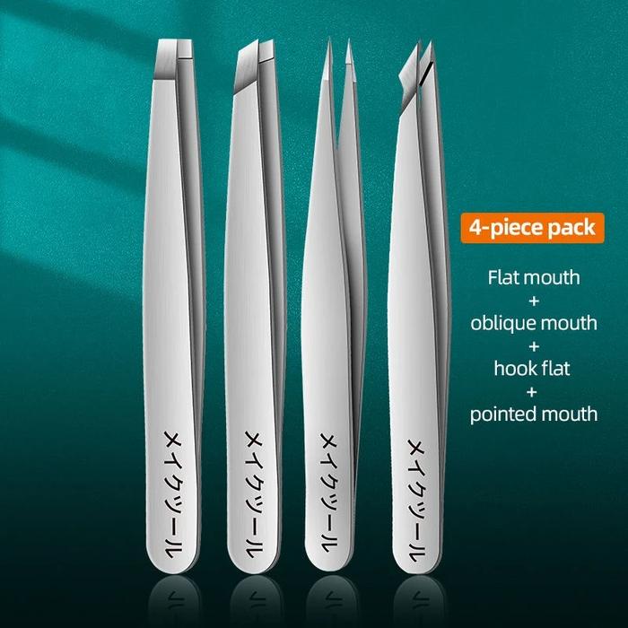 Gambar Precision Stainless Steel Tweezers For Eyebrow Hair Facial Hair Removal Splinter Blackhead Slant Tip Angle Tip Pointed Tip - Silver dari Gojim bogarada221 undefined Tokopedia
